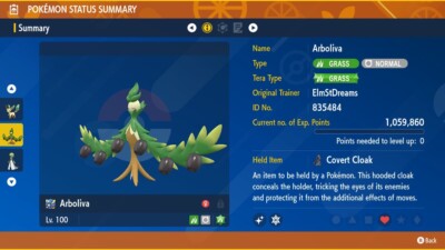 Pokémon Arboliva Shiny 6IV Battle Ready Per Tera Raid - Scarlatto E Viola (Killer Di Pikachu) - Foto 2