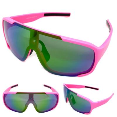 EASON Eyewear E1733 Retro Sport Wrap Sonnenbrille Neon Pink Grün