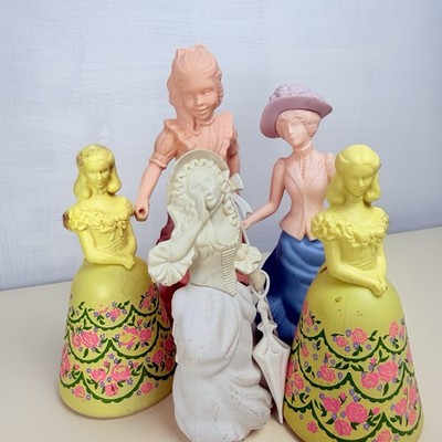 Lot of 5 Vintage Avon Figural Perfume Bottles 1970s American Belle Bo Pee