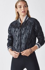 FABLETICS Tia Bomber In Black Floral Cropped Sporty Jacket Size M