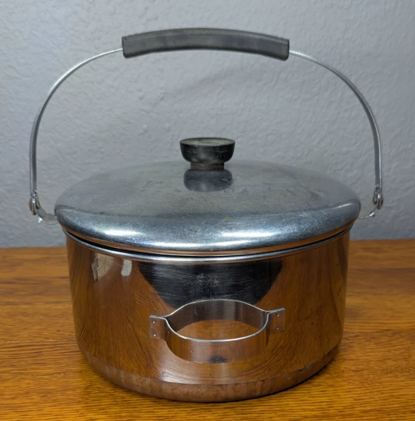 Vintage Revere Ware 1801 Pre-1968 Copper Bottom Stock Pot w/ Bail Handle & Lid