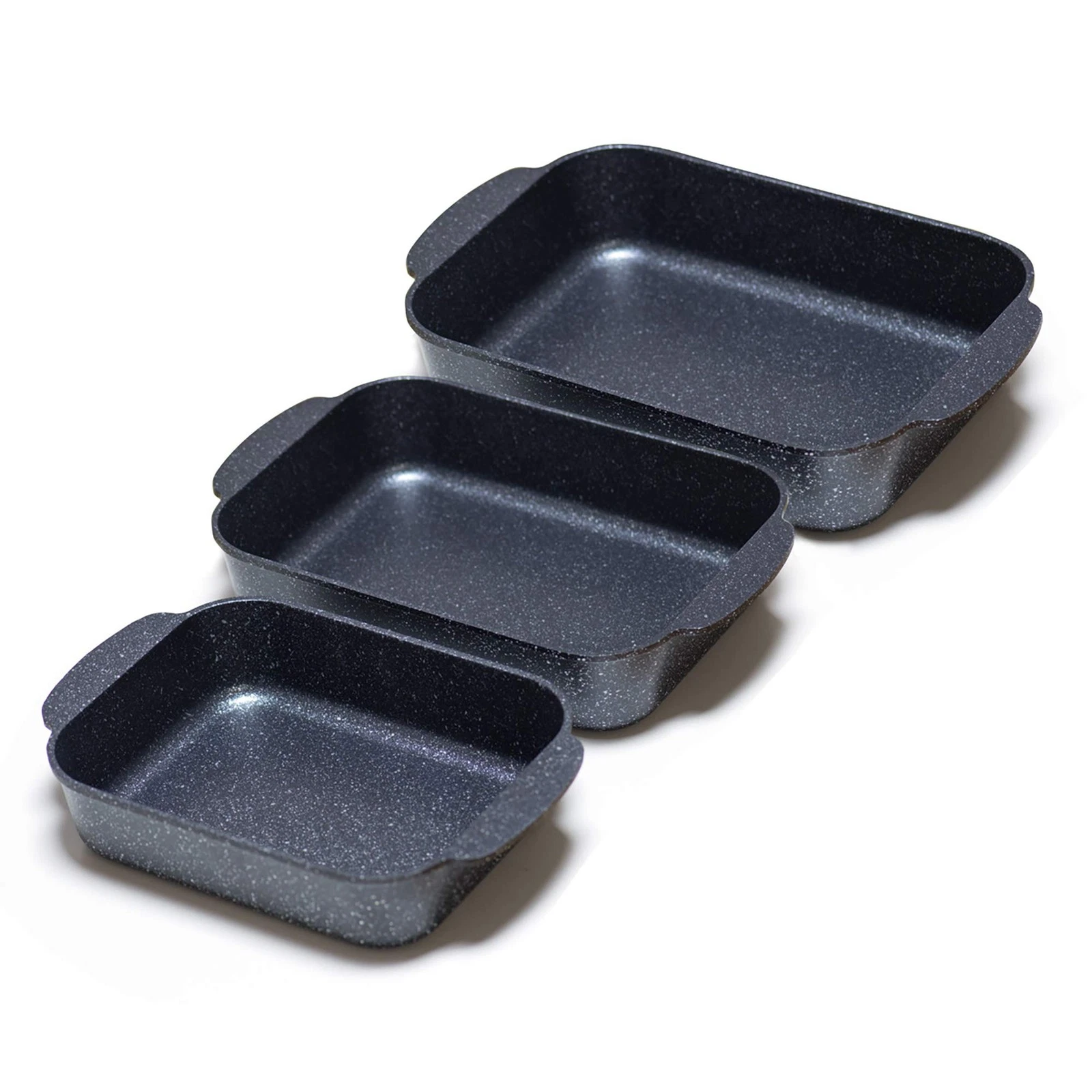 S·KITCHN Set of 3 Nonstick Roasting Pan Baking Dishes for Lasagna, Black