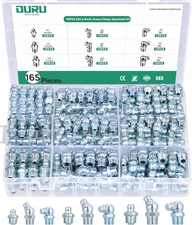 165PCS Metric Grease Fittings Assortment,Zerk METRIC, Steel