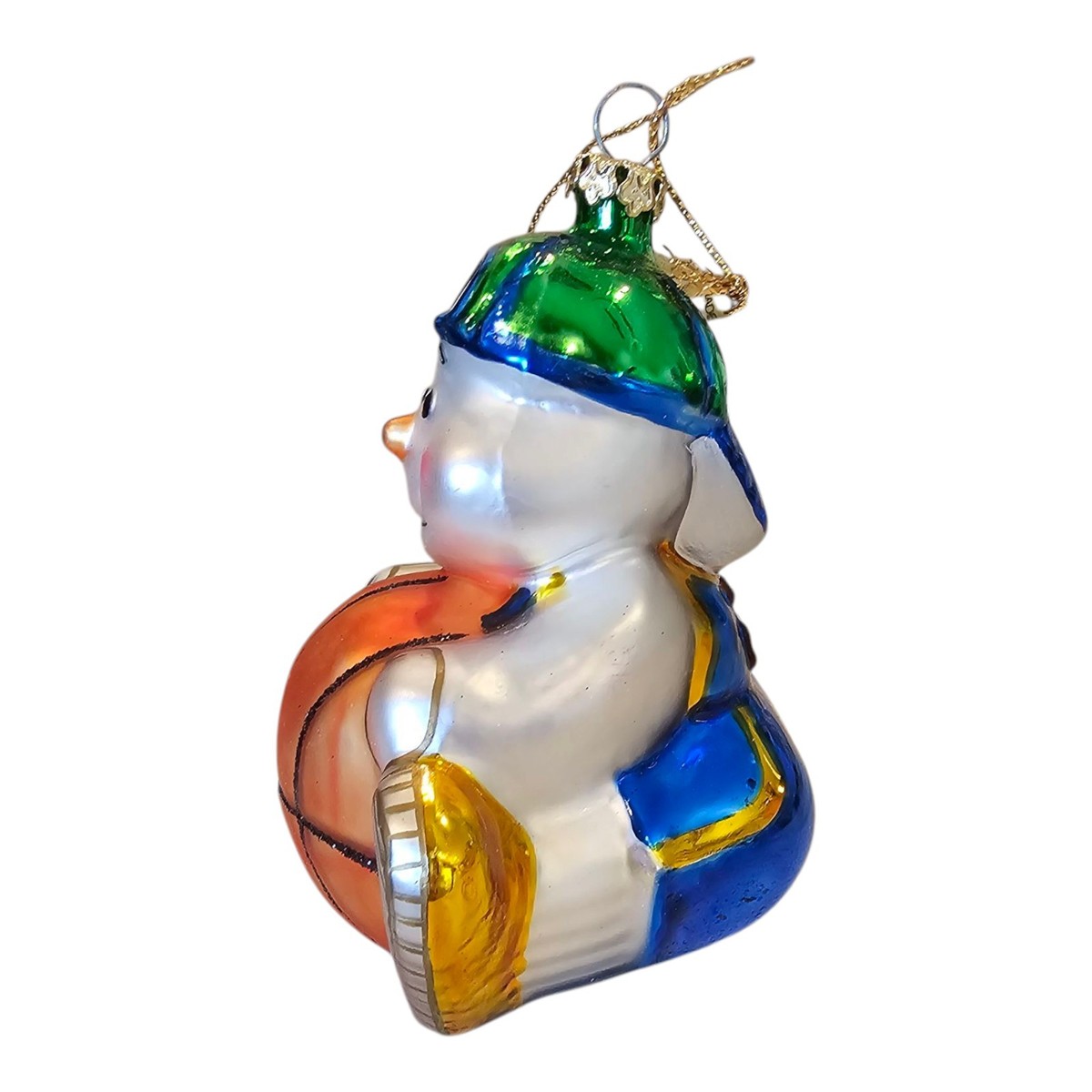 Robert Stanley Blown Glass Basketball Snowman Ornament Christmas