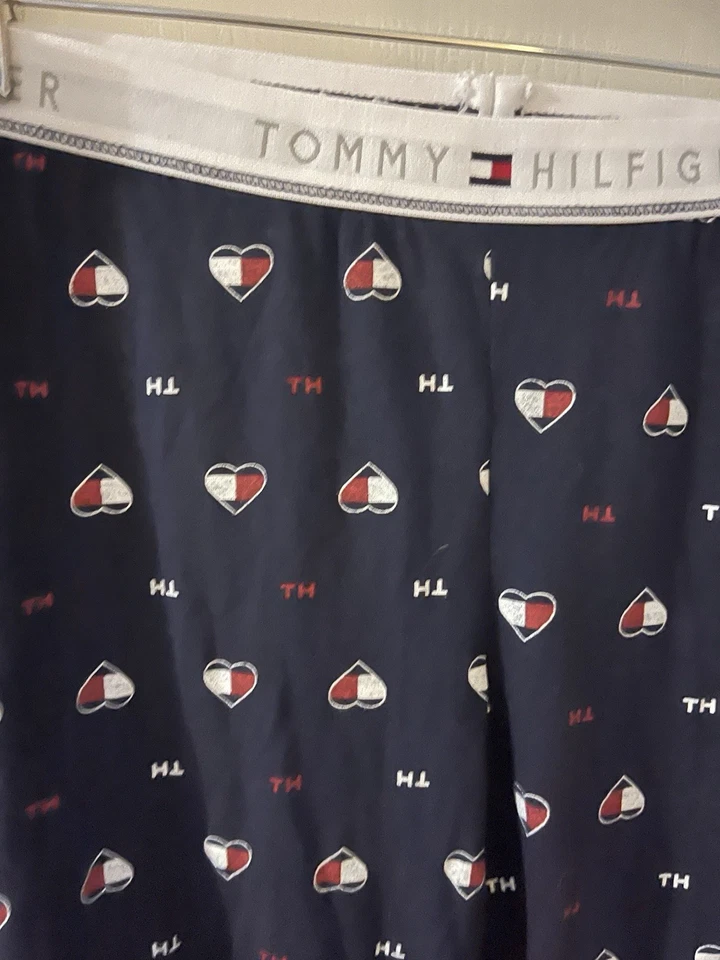 Pantalones de salón pijama de pierna ancha azul marino Tommy Hilfiger para mujer talla M Foto 2 de 4