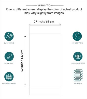 SIMPLE ELEGANCE 6-PACK PLUSH BATH TOWEL SET (27X52 INCH) - CHARCOAL