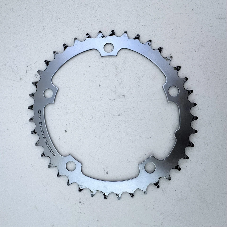 Plato de colección Shimano Biopace 40T 5 pernos ovalado plateado carretera MTB transmisión A78 Foto 4 de 4