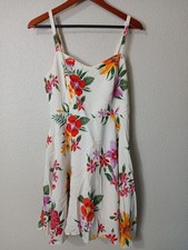 Old Navy Floral Sundress White Tropical Cami Dress Smocked Back Size L
