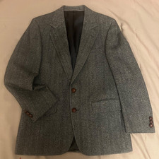 PBM VTG Mens Black Blazer Sports Jacket 100 Camel Hair Size 40 Herringbone USA