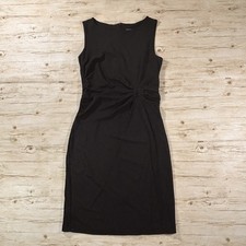 Ann Taylor Factory Black Sheath Dress 2P Petite Sleeveless Ruched Waist