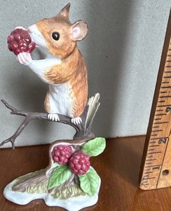Lenox Nature’s Reward Woodland Mouse Figurine Holding Berries on Branch