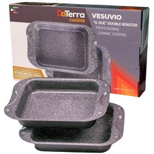 Cucina - Coated Dual Roasting Pan Set 2 Identical Pans