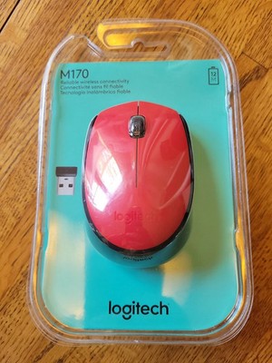 Brand New Sealed Logitech M170 Wireless Mouse Red 2.4GHz USB Optical PC Mac