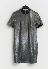 $295 Lauren Ralph Lauren Sequin Cocktail Dress Women’s Size 2 Metallic Gunmetal