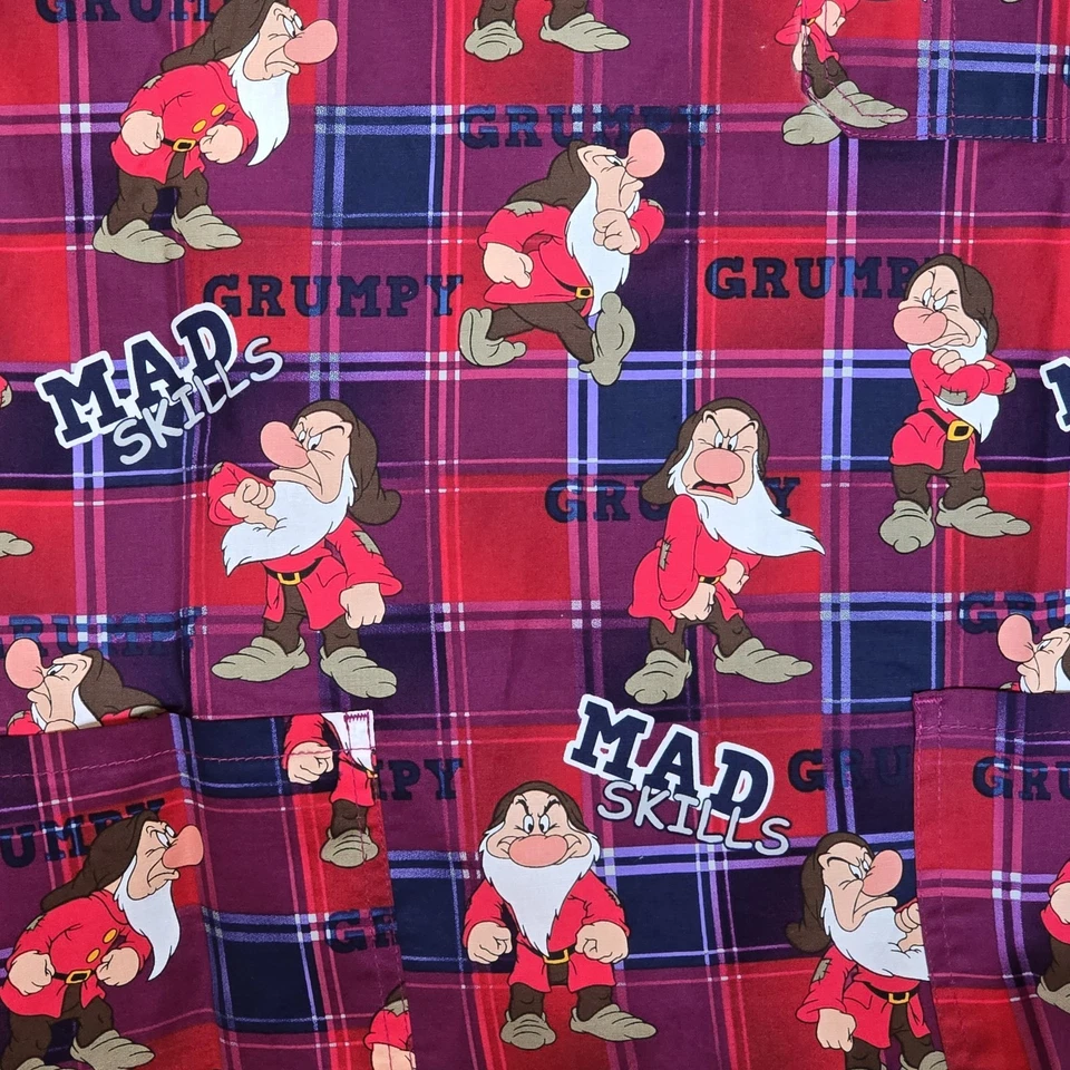 Grumpy Snow White Cherokee Scrubs Disney Tooniforms Men/Women V Neck S NEW - Image 2 of 4