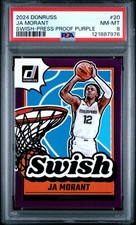 2024 PANINI DONRUSS SWISH PRESS PROOF PURPLE #20 JA MORANT PSA 8