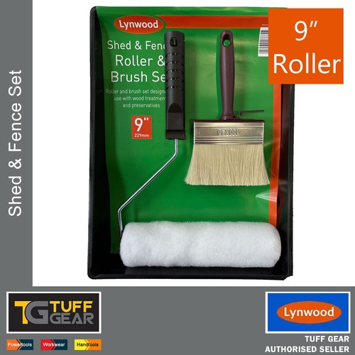 Lynwood 3 Piece Shed Fence Wood Paint 9" Roller Set Tray & Brush Preservatives - Picture 1 of 2