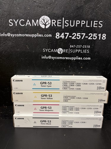 Jeu de cartouches de toner Canon GPR-53 X4 - K,C,M,Y - IR C3320 C3325 C3330 NEUF d'origine - Photo 4/4