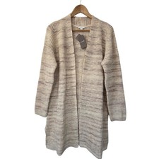 J. Jill Pure Jill :Long Open Front Marl Knit Cardigan Sweater Large Beige NWT