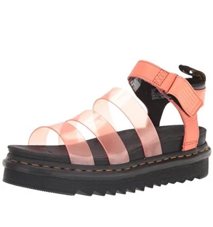 DR. MARTENS WOMEN'S BLAIRE JELLY SANDAL CORAL GLITTER TPU CORAL PISA Sizes