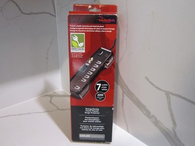 Rocketfish 7-Outlet Surge Protector Strip Black Energy Saving