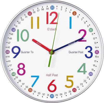 Telling Time Teaching Clock - Learning Clock for Kids - Kids Wall Clocks for Bed