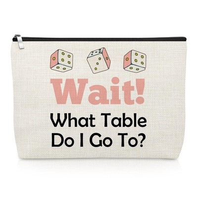 Bunco Game Makeup Bag Funny Gifts for Dice Gambling Off White