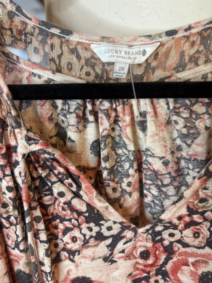 Blusa campesina BOHO de manga larga floral de Lucky Brand para mujer talla 2XL Foto 3 de 4