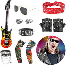 Set Di 11 Pezzi Di Costume Da Roccia in Metallo Pesante Punk Gotico Rock Accesso