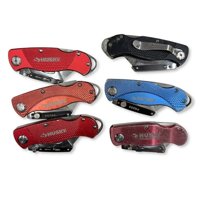 #ad Husky Folding Utility Knife Set Box Cutter Hand Tool Lot Multi Color 6 Pcs $22.46