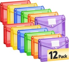 AZEN 12 Pack Plastic Expanding File Folder, Letter/A4, 12