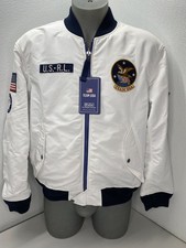 Polo Ralph Lauren Mens Bomber Jacket White/Blue Size L Team USA Reversible