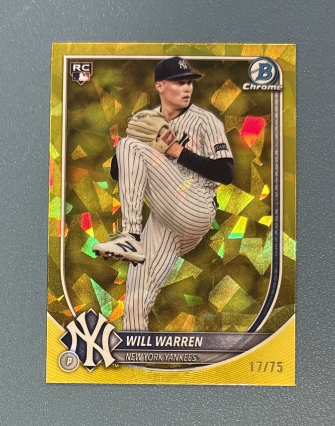 Will Warren 2025 Bowman Chrome Baseball Rookie Yellow Refractor /75 #79 RC