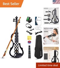 Left Handed Electric Violin 4/4 Full Size Silent Violin Set Beginner Kids