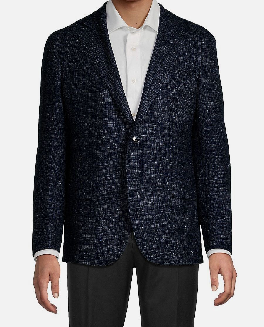 Lubiam Men's Blue Virgin Wool & Silk Blazer Jacket Size 52R