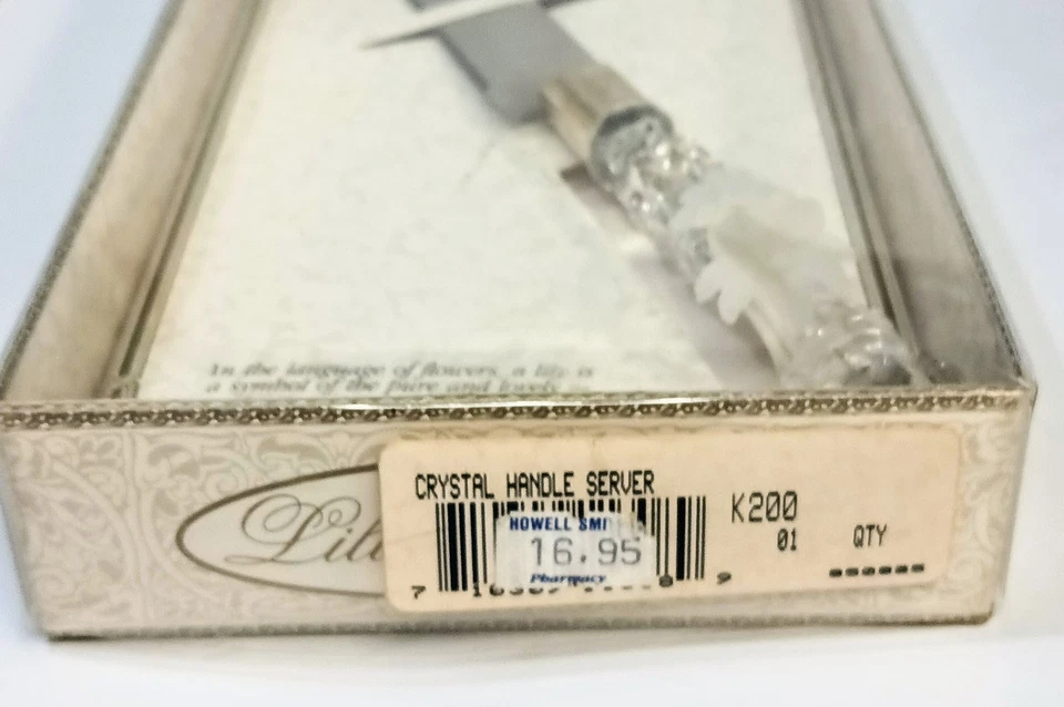 Cuchillo para pastel de boda con mango de cristal rosa Lillian 12" juego de servidor K200 nuevo en caja Foto 2 de 4