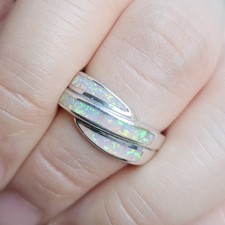 925 Sterling Silver Simulated Fire Opal Ring Size 7 - 4.86g