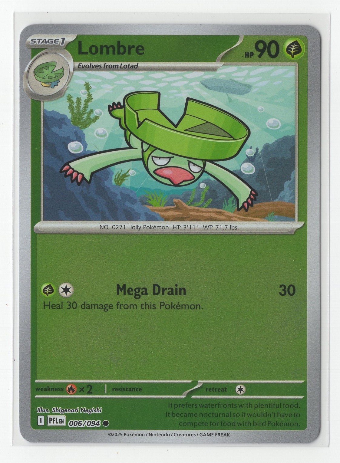 Pokemon Phantasmal Flames 006/094 Lombre Reverse Holo