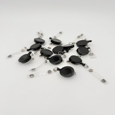 Retractable Badge Holder ID Reel Swivel Alligator Clip Black 12 Pack