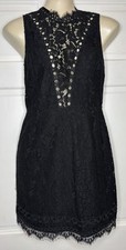 Free People x Saylor Cherie Black Bodycon Lace Mini Dress Party Size Small