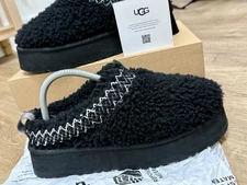 UGG Tazz Braid Cozy Platform Slippers Clog Womens sz 9 Black 1143976 BARELY WORN