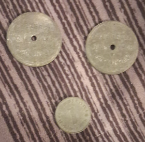 German Molkerei & Vollmilch Milk Tokens w/ Center Holes Lot + 1 Pfennig Coin