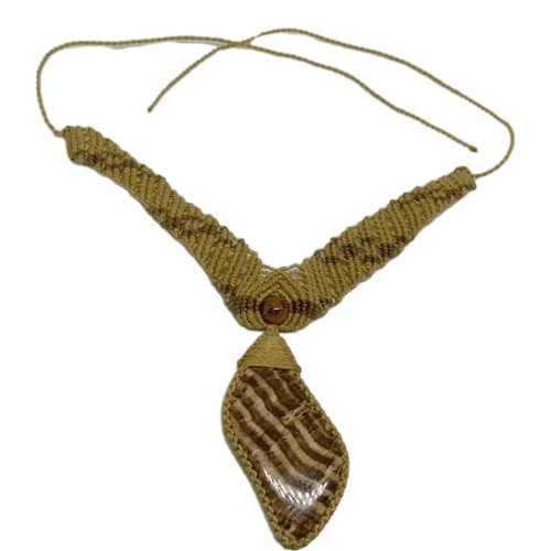 VETEMENTS Collana Macramè Marrone Aragonite Tessuto Dichiarazione Gioielli Moda