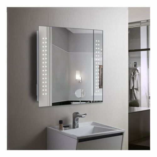  60 LED LIGHT BATHROOM MIRROR CABINET SHAVER SOCKET DEMISTER w/ SENSOR  - Picture 1 of 5