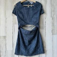 Twosisters Shay Blue Lace Cut Out Mini Dress Party Cocktail Womens Size 6