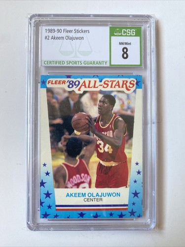 1989-90 Fleer Stickers Akeem Olajuwon #2 All-Stars CSG 8 NM Mint Houston Rockets