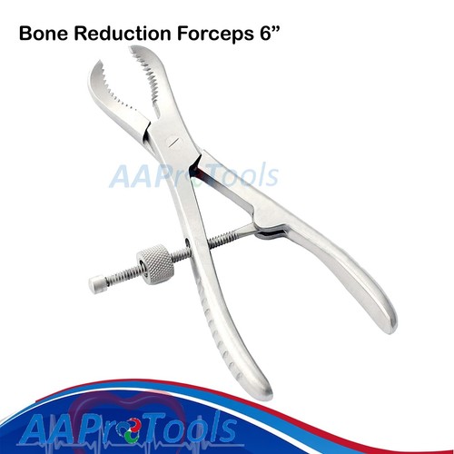 AAPRO Bone Holding Forceps 6" Reduction Bent Mouth Serrated Jaw With Speed Lock - Picture 2 of 8