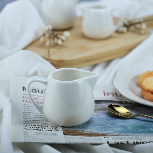 Crema Azúcar Cerámica Moderna Blanca con Tapa Mediana Fácil de Rellenar Decoración Sólida - Imagen 16 de 30
