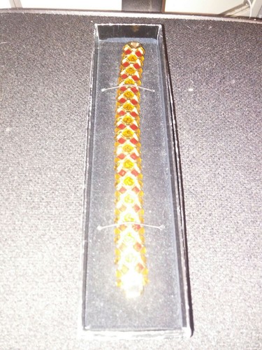 Joan rivers Classic Collection Red And Amber Colored Enamel Bracelet - Picture 1 of 5