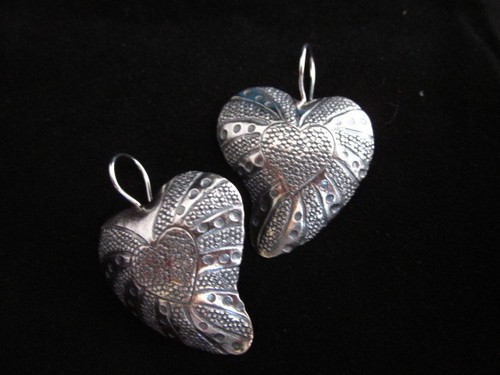 Handcrafted Earrings Hill tribe karen Fine pure Silver Hearts couple 7g Jewelry - Picture 11 of 12
